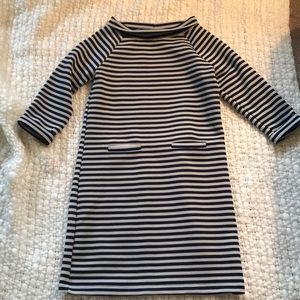Navy and white striped boatneck dress